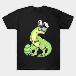 Dinosaur as Easter bunny with Sunglasses and Egg T-Shirt